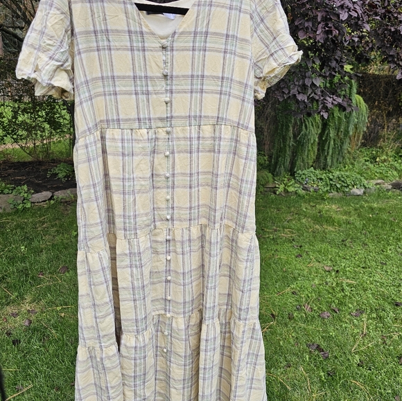 Piper & Scoot Beecher Plaid Dress in Cream M - Picture 6 of 9